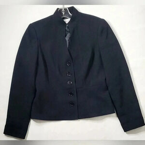 Calvin Klein Black Cut  Out Collar Less 5 Buttons Blazer/ Jacket Sz 4